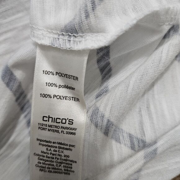 Zenergy by Chico's White Multi Stripe Floral Tunic 3/4 Sleeve Top Size Medium - Picture 11 of 14